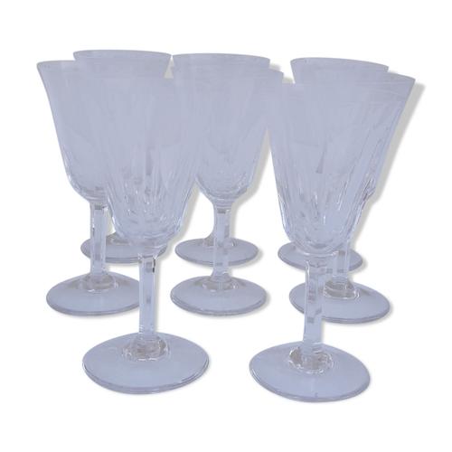 8 Verres Vin Blanc Estampills Cristal Saint Louis Modle Cerdagne H 14 Cm Transparent