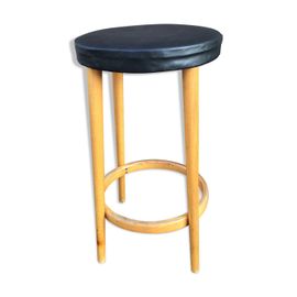 Tabouret De Bar Vintage 1950 Midcentury Scandinave Simili Cuir Transparent