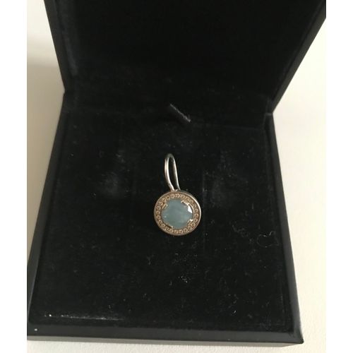 Une Seule Boucle D&#39oreille En Argent Sterling 925 &#34light Of Luna&#34 Bleu Ciel Oxydes De Zyrconium Et Aigue Marine Thomas Sabo
