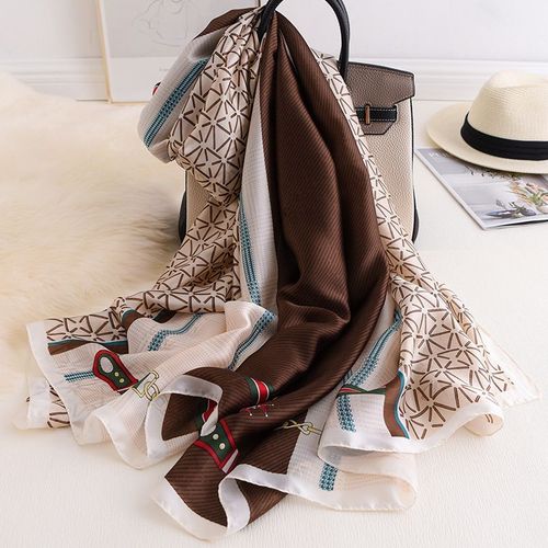 Simulation De Chaîne De Soie Écran Solaire Foulard De Soie Femmes Long Sarong Foulard Dames Châle #Lvg309