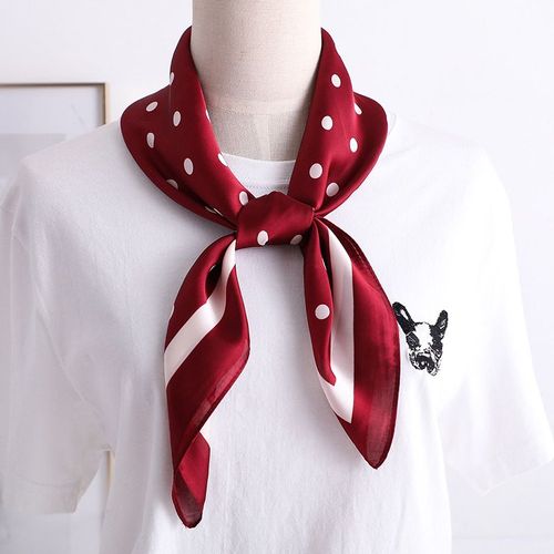 Petit N¿Ud Papillon En Satin Imprimé À Pois Pour Femme, Petite Écharpe En Soie Avec Protection Solaire. #Lvg324