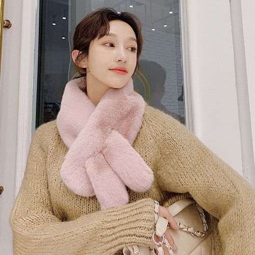 Écharpe Croisée En Fourrure De Couleur Unie Pour Les Femmes Écharpe Chaude En Fausse Fourrure De Lapin De Couleur Unie 100 #Lvg418
