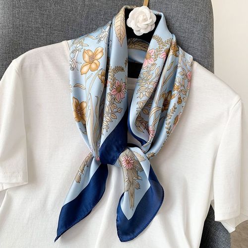 Nouveau Foulard Carré Femmes Imprimé Décoratif Vent 70 Foulard En Soie Simulée #Lvg459