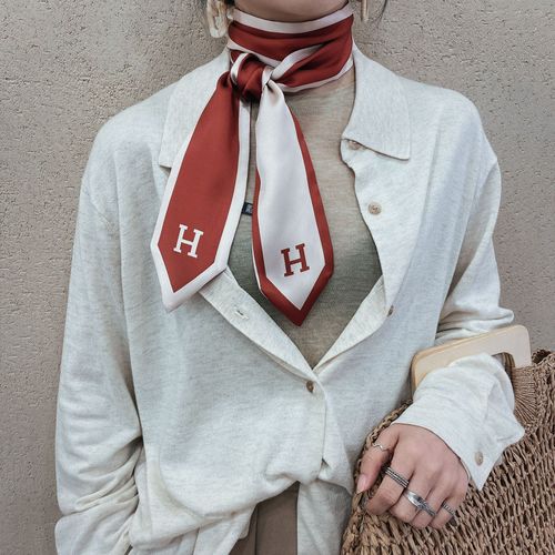 Bande Étroite Et Longue De Ruban Flottant Monogramme Femme Décoratif Écran Solaire Soie Foulard Bandeau Cheveux Attacher Sac Sangle #Lvg453