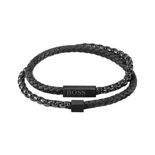 Boss - Bracelet Homme Blended Argenté, Noir 1580150-Par - Gris