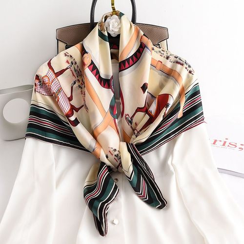 Châle En Soie Simulée Pour Femmes Décoratif 90 Grand Foulard Carré Protection Solaire Foulard En Soie #Lvg490