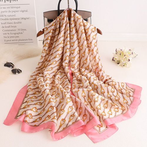 Simulation Foulard En Soie Femmes Protection Solaire Foulard En Soie Châle Boucle En Cuir Long Sarong Serviette De Plage #Lvg499