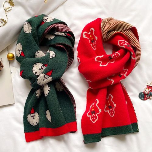 Cadeau De Noël : Écharpe De Cerf Rouge, Écharpe Pour Femmes, Écharpe De Laine Étendue, Chaude Et Respectueuse De La Peau. #Lvg551