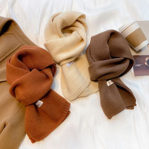 Écharpe En Laine Tricotée De Couleur Unie Écharpe Pour Femmes Écharpe Fine Et Étroite Petite Écharpe #Lvg616