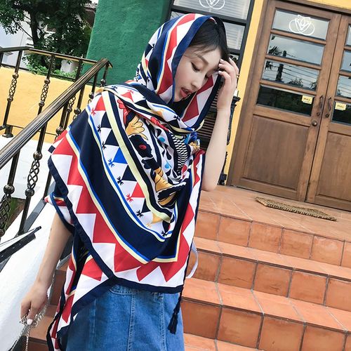 Echarpe En Coton Et Lin Ethnique De Soie De Vent Foulard De Protection Solaire Grand Châle Femme Serviette De Plage #Lvg629