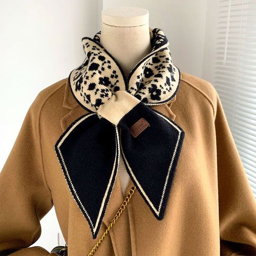 Echarpe En Laine Tricotée À Motif De Petites Fleurs, Décorative, Chaude Et Réversible Pour Femmes. #Lvg871