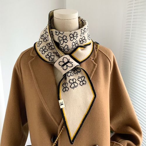 Écharpe En Laine Tricotée À Motif De N¿Ud, Décorative, Chaude Et Réversible Pour Femmes #Lvg868