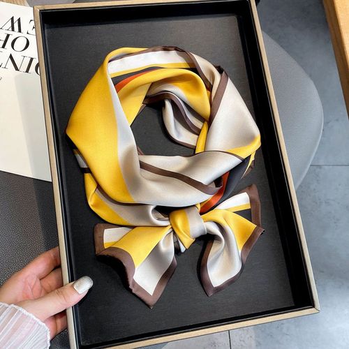 Petit Foulard En Soie De Couleur Contrastée Première Chaleur Petit Foulard Bandeau Cravate Sac #Lvg984