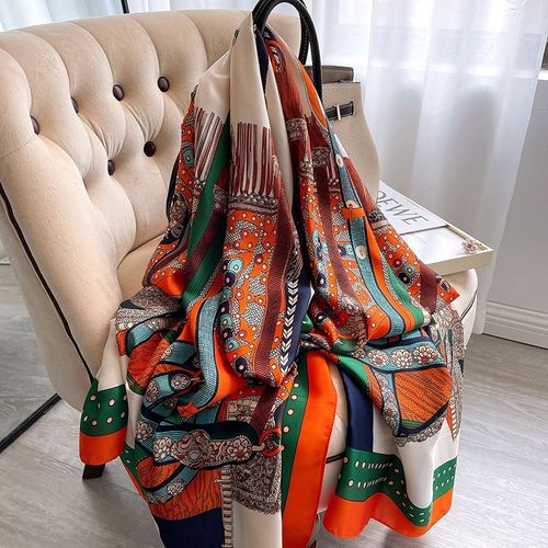 Echarpe En Soie Pour Femmes Châle Solaire Sarong Foulard De Plage Foulard Imprimé #Lvg1267