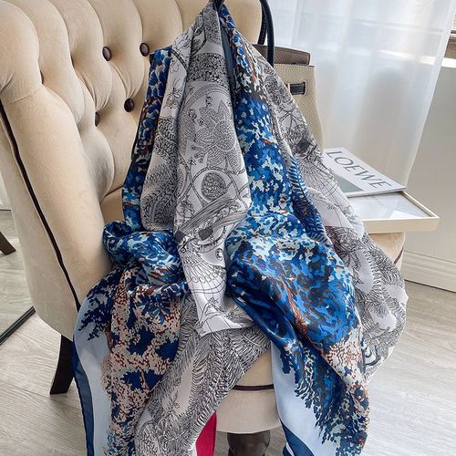Echarpe En Soie Imprimée, Châle Pour Femmes, Protection Solaire, Foulard De Plage. #Lvg1289