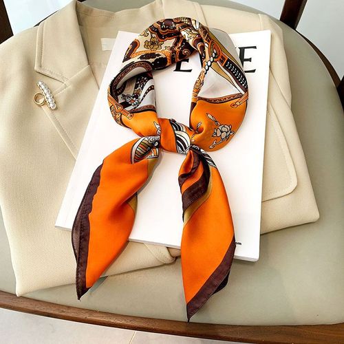 Faux Foulard En Soie Imprimé Foulard Carré Décoration De La Clavicule Femme Petit Foulard Carré Femme #Lvg1301