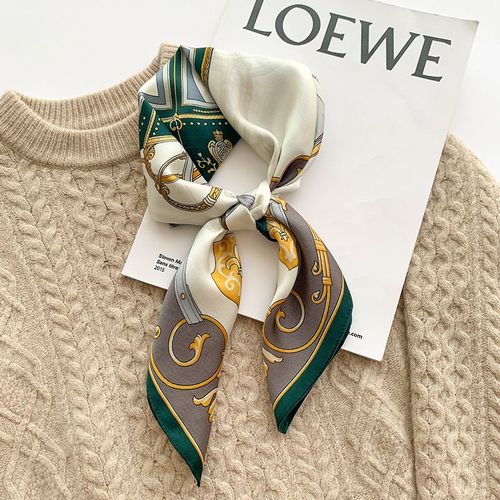 Carriage Silk Small Square Scarf Women 70x70 Decorative Mulberry Silk Scarf Foulard En Soie #Lvg1312