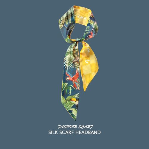 Tie-Dye Motif Floral Longueur Moyenne Simulé Foulard En Soie Uni Femme Style Frais Peut Correspondre À La Robe #Lvg1352