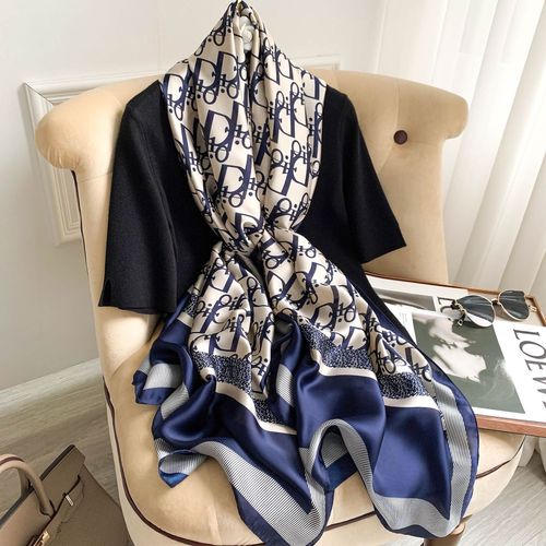 Echarpe De Soie Lettres Femmes Châle De Protection Solaire Nouvelle Soie Satin Sarong Ombrelle #Lvg1362