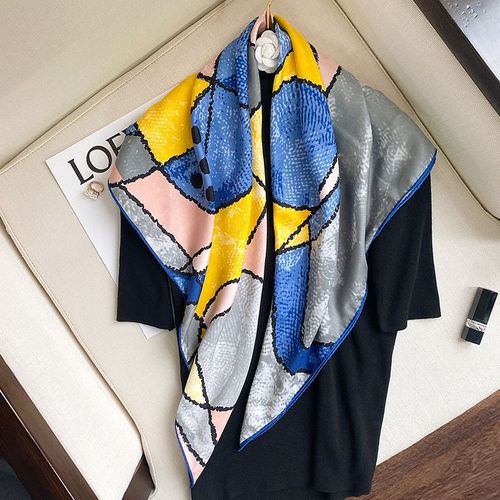 Graffiti Décoré 90 Grand Carré Foulard Femme Décoratif Protection Solaire Châle Sarong Foulard En Soie #Lvg1418