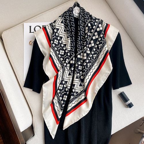 Protection Solaire 90 Grand Foulard Carré Châle Pour Femmes Foulard En Sergé De Soie Imprimé Foulard En Soie Décoratif #Lvg1417