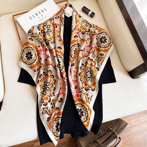 Imprimé 90 Grand Carré Foulard Femmes Protection Solaire Châle Long Sarong Serviette De Plage #Lvg1468
