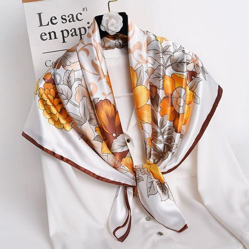 90 Imprimé Grand Carré Foulard Féminin Décoratif Foulard En Soie Châle Féminin De Protection Solaire Petit Foulard Sarong #Lvg1555