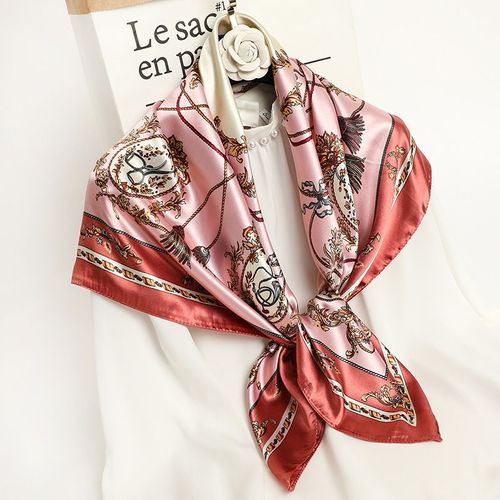 Décoration 90 Grand Carré Foulard Femme Chaîne Foulard En Soie Protection Solaire Grand Châle #Lvg1609