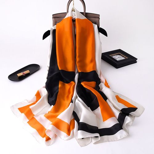 H Simulé Soie Foulard Mi-Long Écharpe De Soie Modèles De Femmes Foulard Sarong Col Blanc #Lvg1677