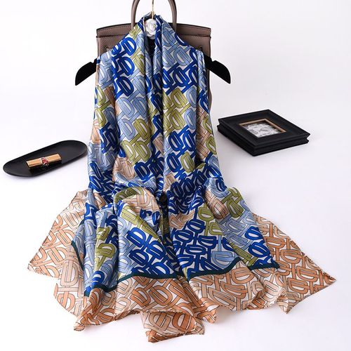 Echarpe En Soie Pour Femmes, Imprimé Lettres, Châle, Parasol, Sarong, Foulard De Plage #Lvg1690