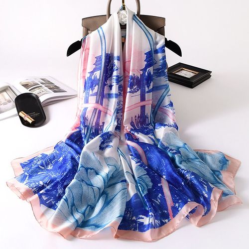 Echarpe Chaude Imprimée Pivoine Pour Femmes, Écharpe En Soie, Sarong De Simulation, Châle En Soie. #Lvg1836