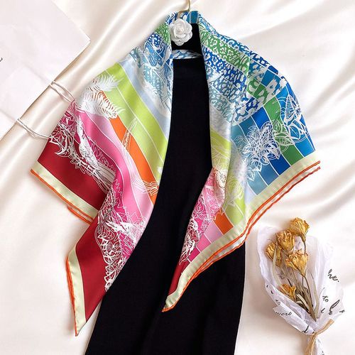 Echarpe En Soie Sergée Châle Pour Femmes 90 Grand Foulard Carré Écharpe #Lvg1929