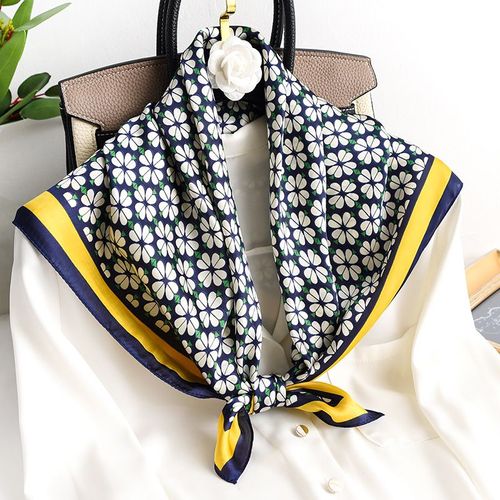Petit Foulard Carré Imprimé Femme Protection Solaire Foulard En Soie Châle Simulation Soie Petit #Lvg2038