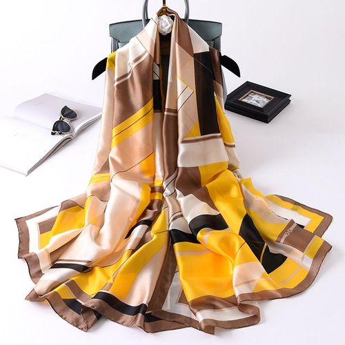 Echarpe Géométrique De Protection Solaire En Soie - Simulation Féminine D'une Longue Écharpe En Soie - Sarong - Écharpe #Lvg2200