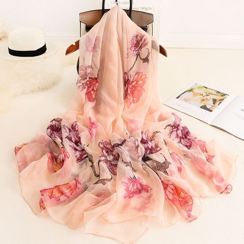 Echarpe En Soie Pour Femmes Écharpe Pour Femmes Chaude Fleur De Magnolia Long Sarong Grande Protection Solaire Écharpe En Soie #Lvg2208