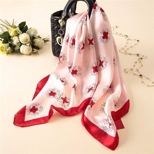 Echarpe Carrée Décorative Imprimée, Châle Polyvalent Pour Femmes, Tête En Satin De Soie. #Lvg2240