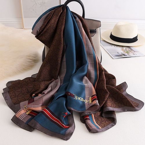 Simulation De Chaîne De Soie Écran Solaire Foulard De Soie Femmes Long Sarong Foulard Dames Châle #Lvg2355