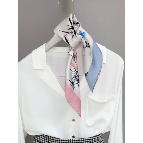 Faux Foulard En Soie Tie-Dye À Ourlet Roulé Pour Les Femmes - Écharpe Unie À Section Florale Pour Le Soleil Quotidien #Lvg2379