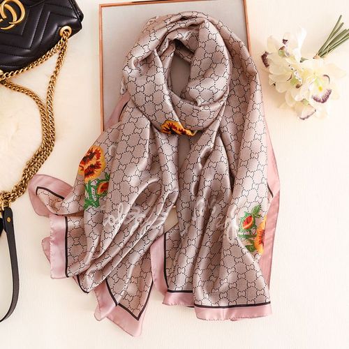 Faux-Filet De Protection Solaire Écharpe En Soie Lettres Pour Femmes Longue Écharpe Chaude Coupe-Vent Écharpe Sarong #Lvg2484