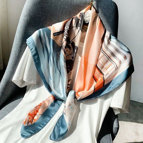 Echarpe De Protection Solaire En Soie, Décoration Imprimée Pour Femmes 90 Grand Foulard Carré Grand Châle Sarong #Lvg2500