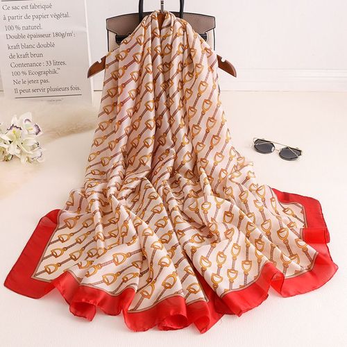 Simulation Foulard En Soie Femmes Protection Solaire Foulard En Soie Châle Boucle En Cuir Long Sarong Serviette De Plage #Lvg2545