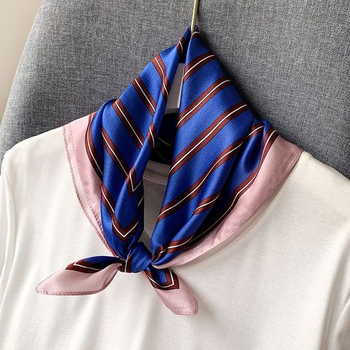 Écharpe Décorative Rayée En Soie De Mûrier Pour Femmes #Lvg2562