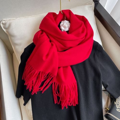 Écharpe En Faux Cachemire De Couleur Unie, Décorée De Pompons, Châle Chaud Pour Femmes. #Lvg2867
