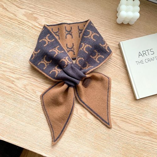 Écharpe En Laine Tricotée Lettre Style Décoratif Écharpe Bicolore Réversible Pour Femmes #Lvg2885