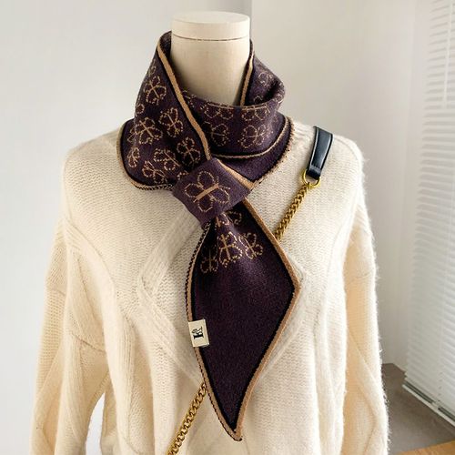 Écharpe En Laine Tricotée À Motif De N¿Ud, Décorative, Chaude Et Réversible Pour Femmes #Lvg2914