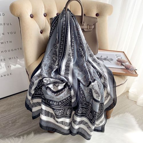 Écharpe En Fausse Soie À Motifs Géométriques, Écharpe Chaude De Longueur Moyenne, Foulard Débutant Châle Femmes #Lvg2938