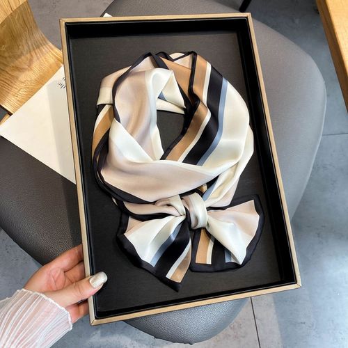 Petit Foulard En Soie De Couleur Contrastée Première Chaleur Petit Foulard Bandeau Cravate Sac #Lvg3030