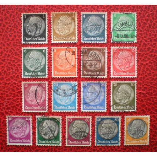 Lot De 17 Timbres Oblitérés - Allemagne - Troisième Reich - Deutsches Reich - Maréchal Hindenbourg - Année 1933