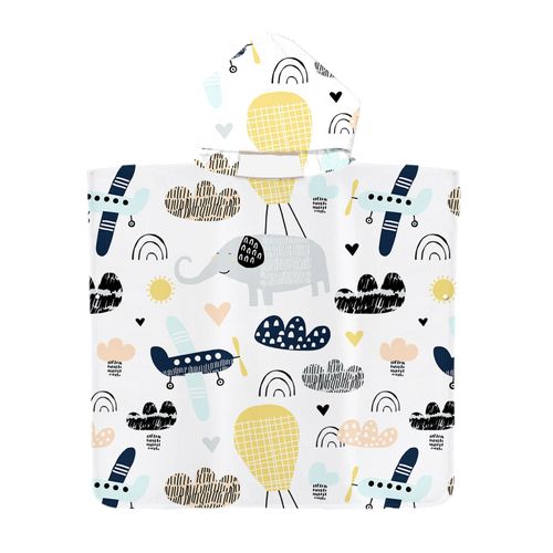 Serviette De Plage Avec Capuche, Couverture De Plage Légère, Anti-Sable Et À Séchage Rapide-Motif De Éléphants,70x90cm Enfants Lvv2262