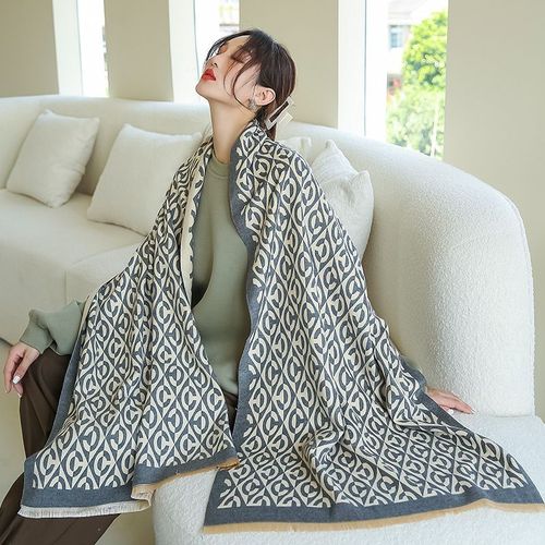 Écharpe Longue Bicolore Réversible Pour Femmes, Châle En Faux Cachemire #Lvg3260